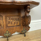 Coat Rack Vintage French Oak Wall Mounted 5 Hooks Carved Rack Hanger LOT 6303