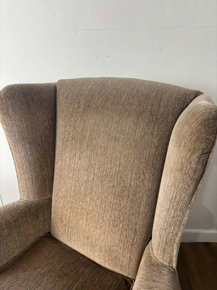 Pair of Matching Wingback Fireside Chairs On Cabriole Supports