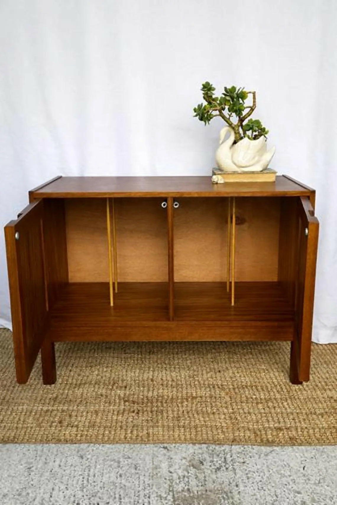 Mid Century Teak Record Cabinet / Small Sideboard / Bedside, Drinks Cabinet, Retro Furniture, Living Room, Hallway Storage, Danish Style