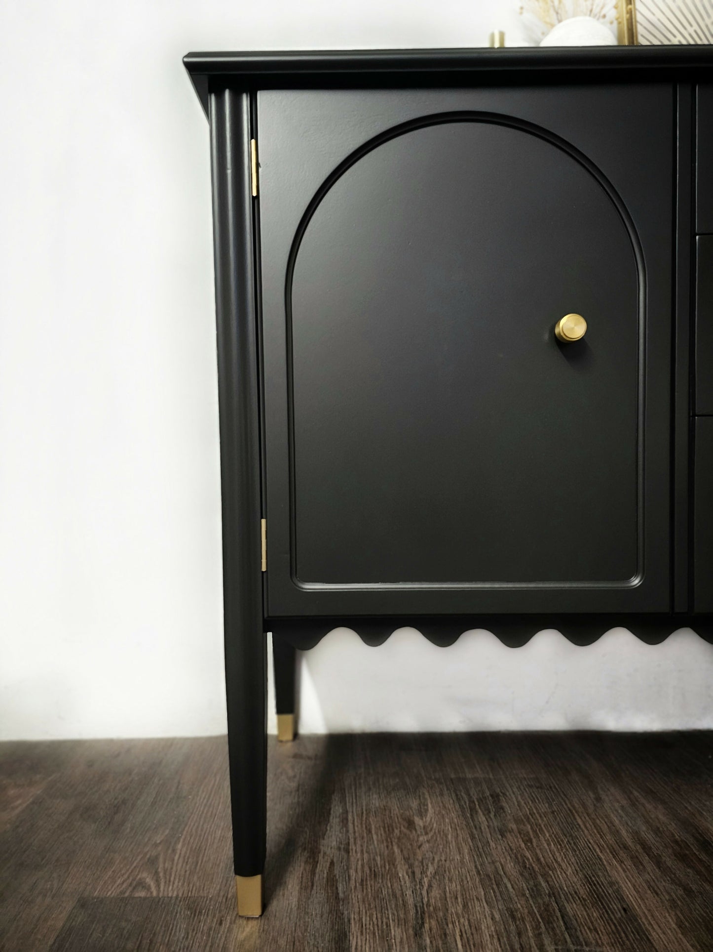 Mid Century Modern Sideboard With Wavy Trim