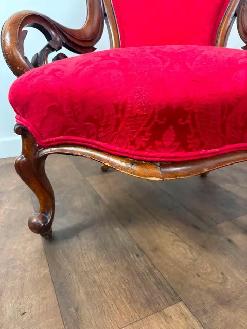 Victorian Mahogany Show Frame Easy Armchair