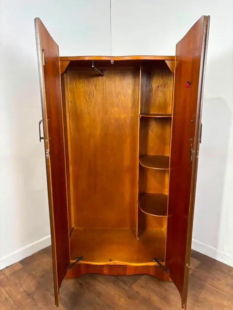 Vintage Art Deco Style Walnut Veneer Wardrobe