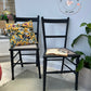 Edwardian chairs with rattan seats, lightly distressed in Ash Black- PAIR OF 2 CHAIRS