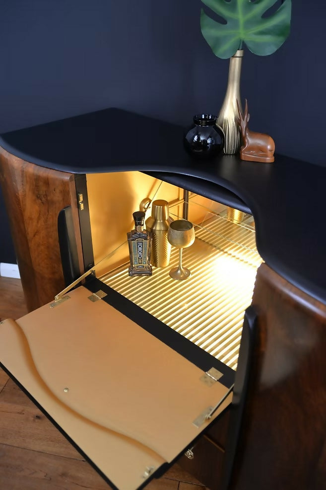 Beautility Drinks Cabinet, "Broadway", Art Deco Style, Burr Walnut.