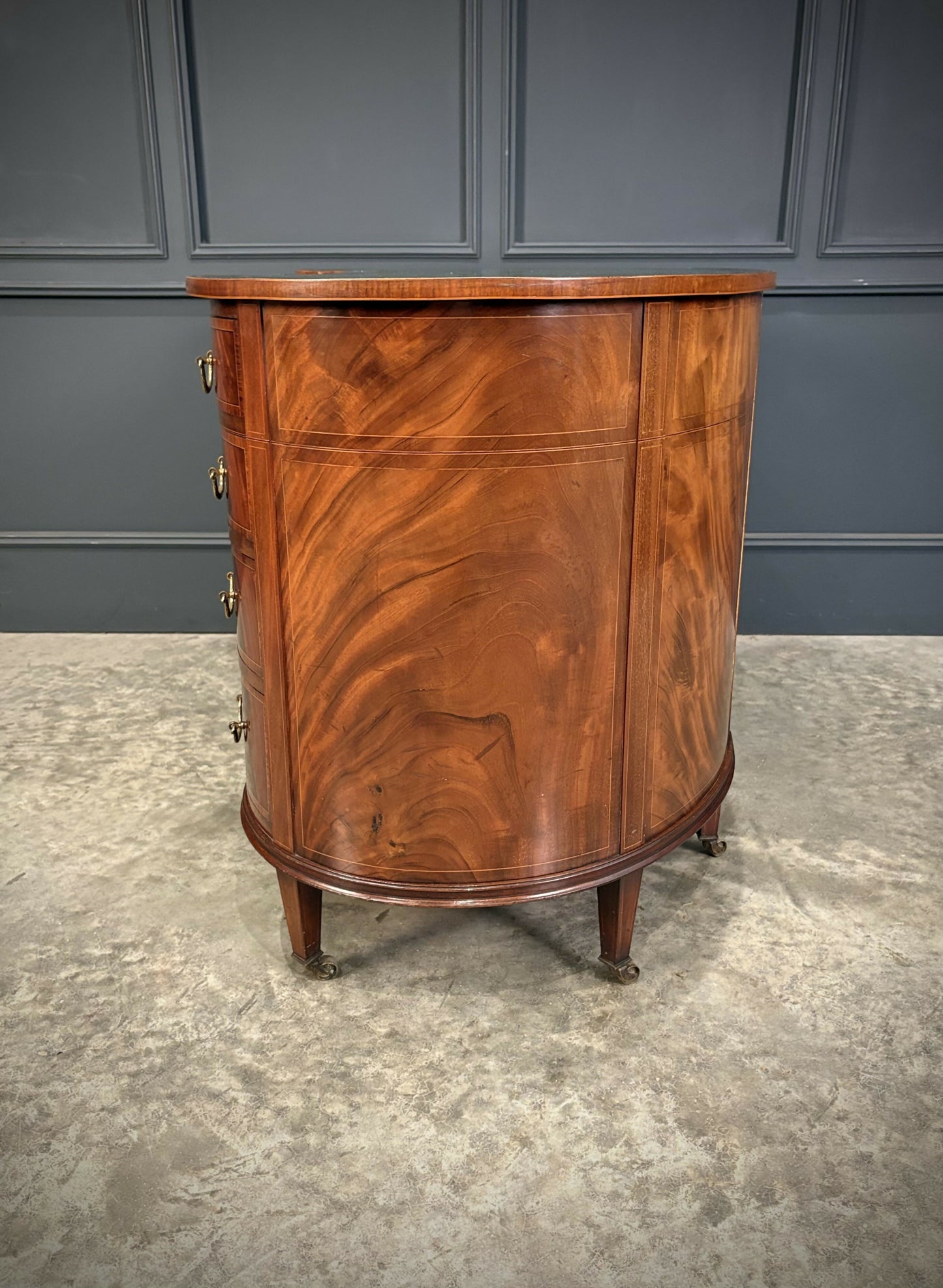 Edwardian Mahogany Vintage Kidney Shaped Desk
