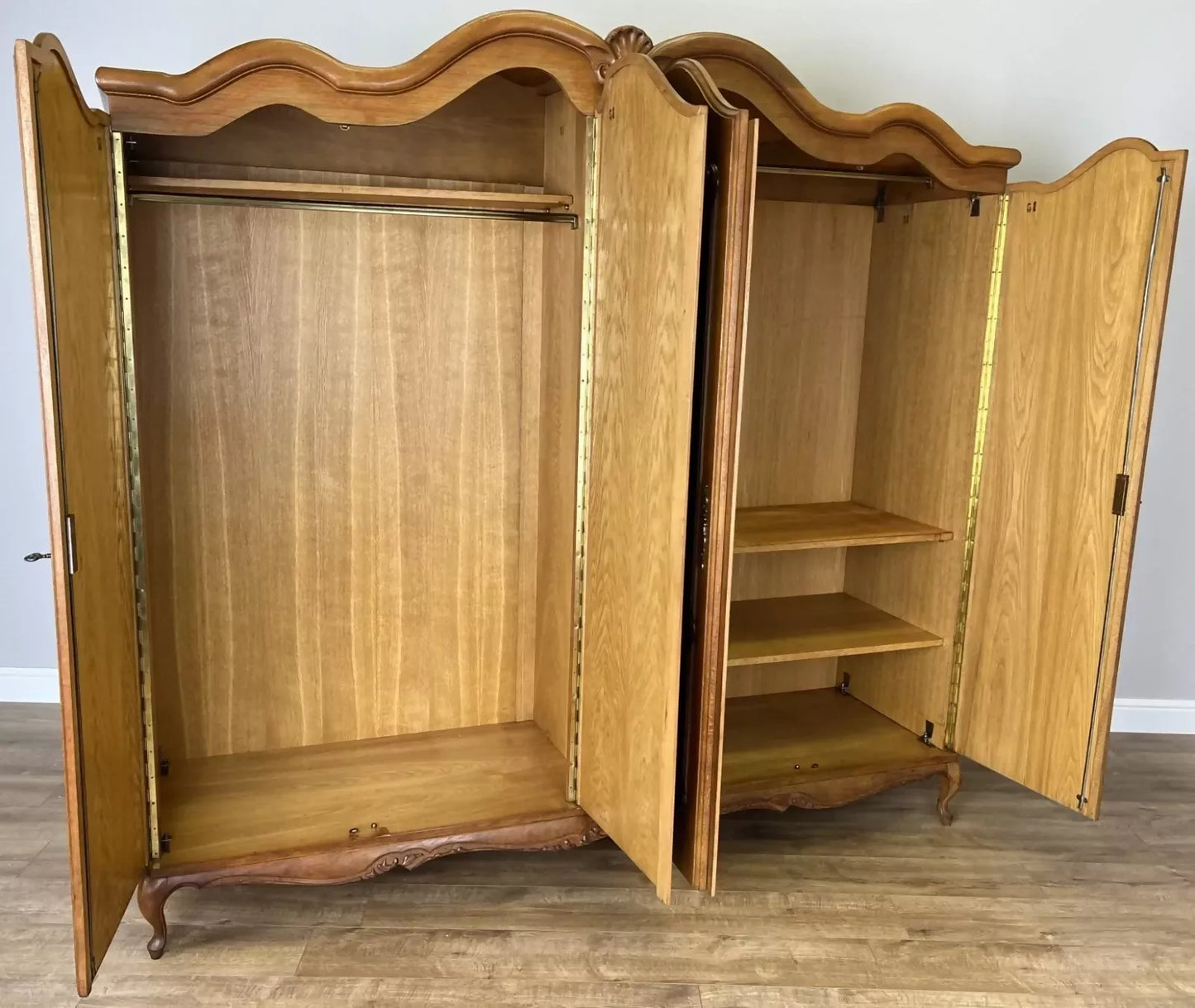 Wardrobe Vintage French Louis XVI Style Four Door Carved Armoire LOT 4861