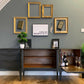 Jentique teak sideboard in dark grey and gold leaf