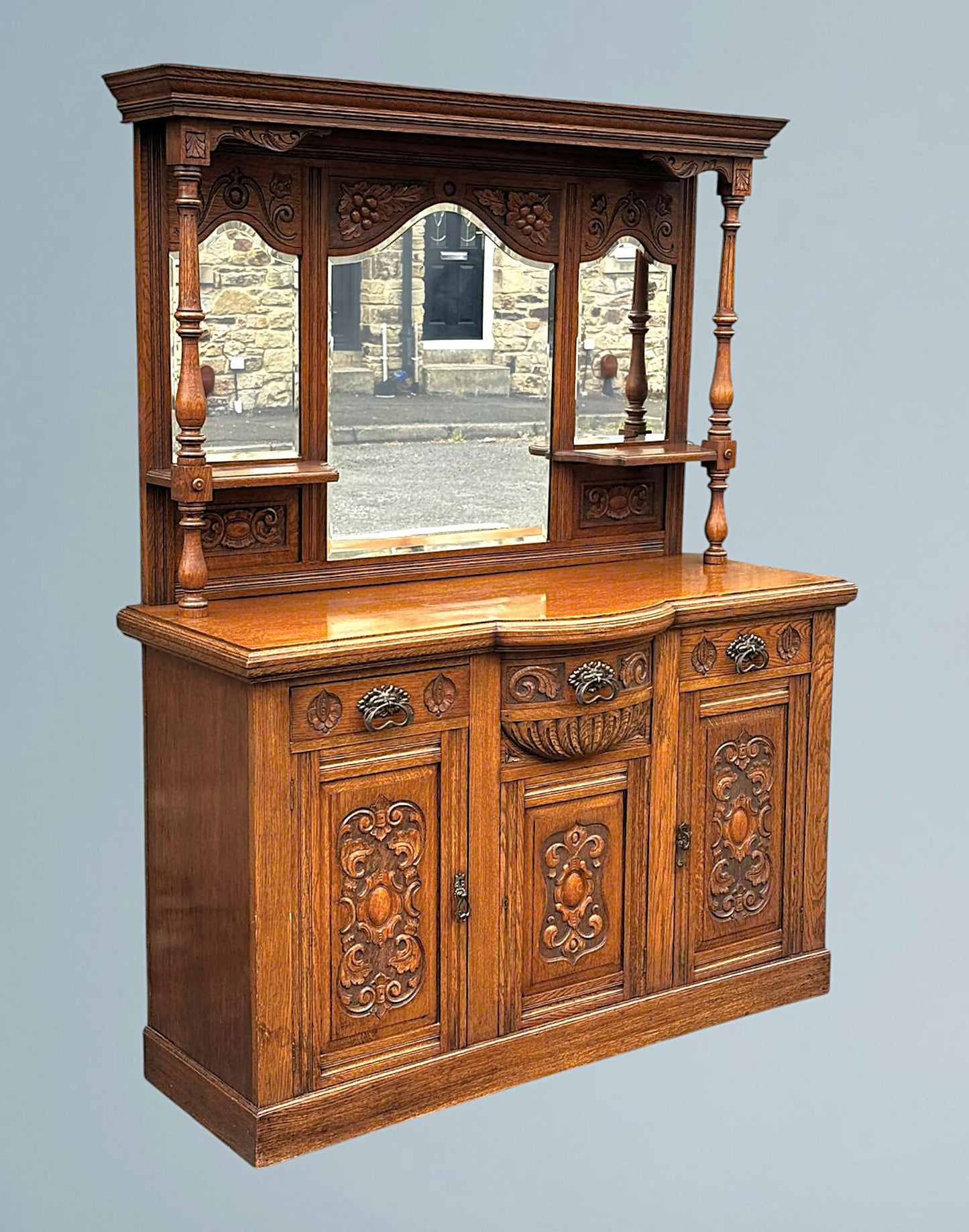 Edwardian Oak Mirror Back Sideboard