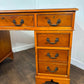 Reproduction Yew Twin Pedestal Desk with Leather Top