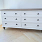 Solid pine rustic off white taupe chest of drawers merchant low boy sideboard