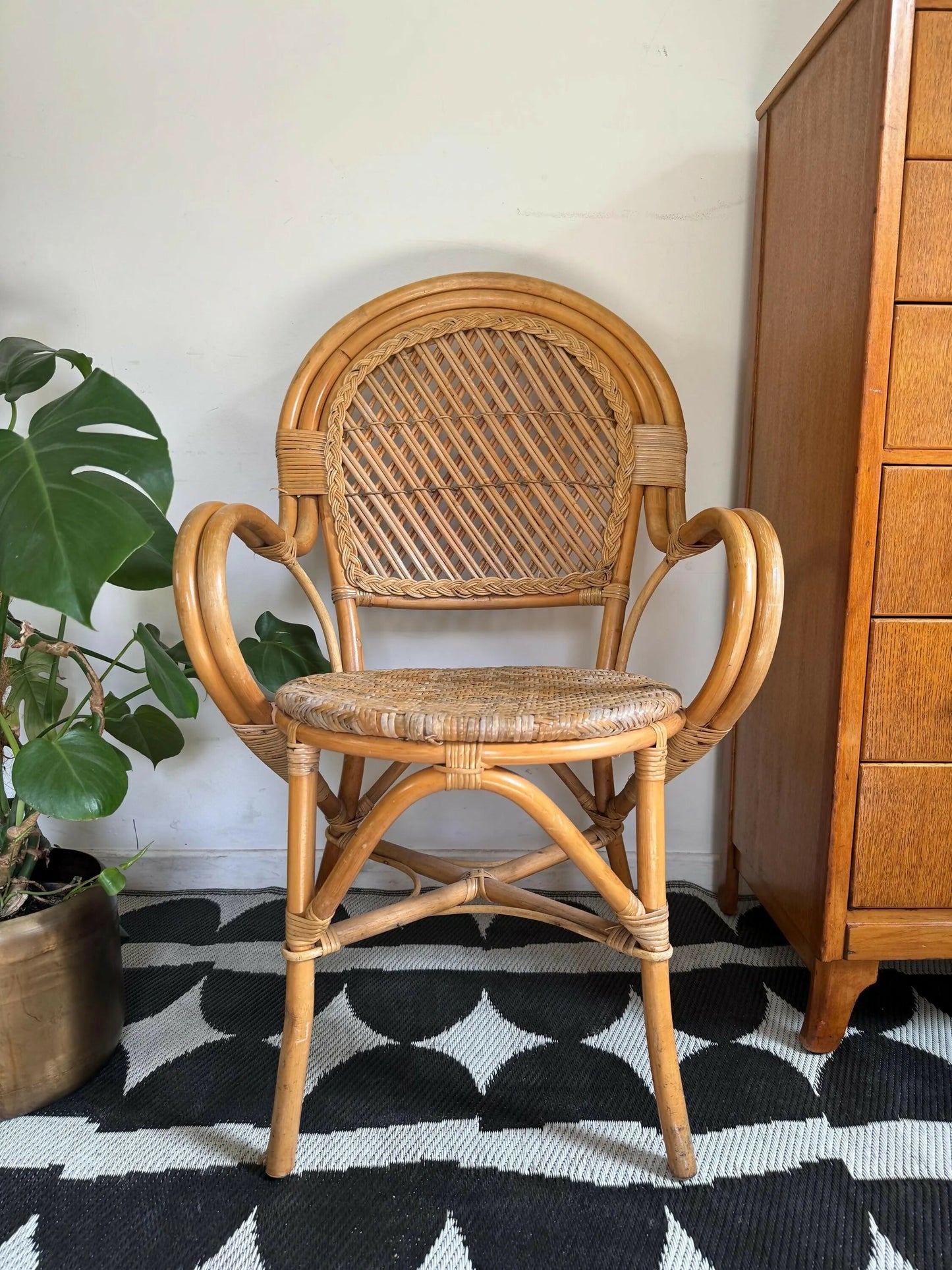 Mid Century Retro Vintage Bamboo Cane Chair