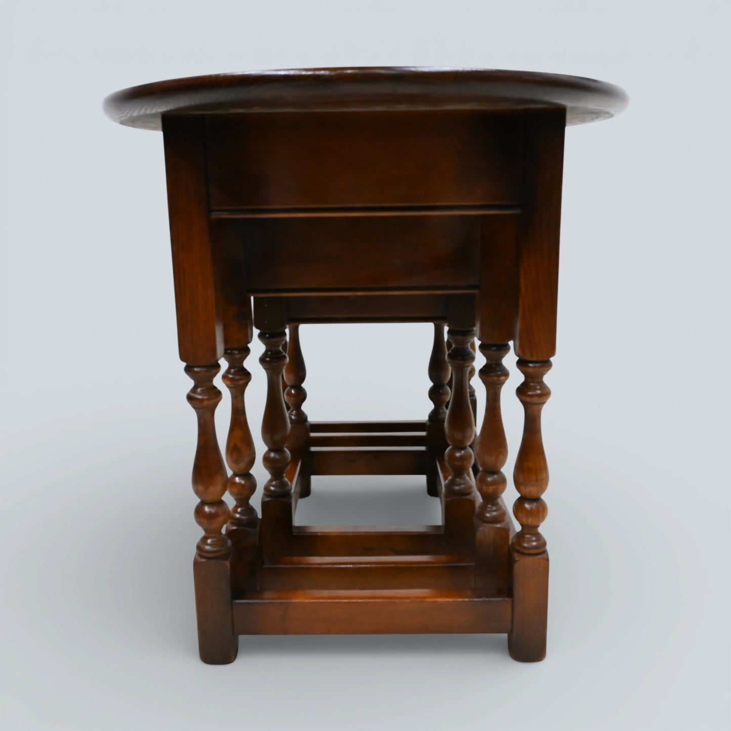 Old Charm Oval Nest of Tables in Tudor Brown Model 1990 VGC FREE UK Delivery