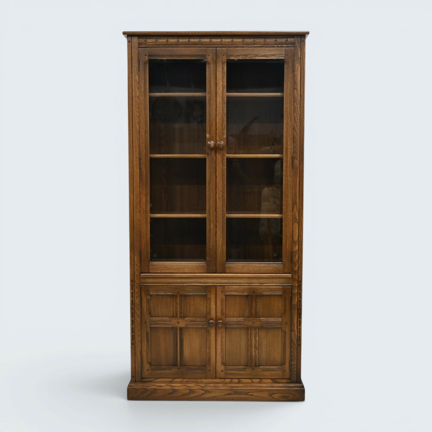 Ercol Wide Tall Display Bookcase Cupboards Golden Dawn Finish FREE UK Delivery*