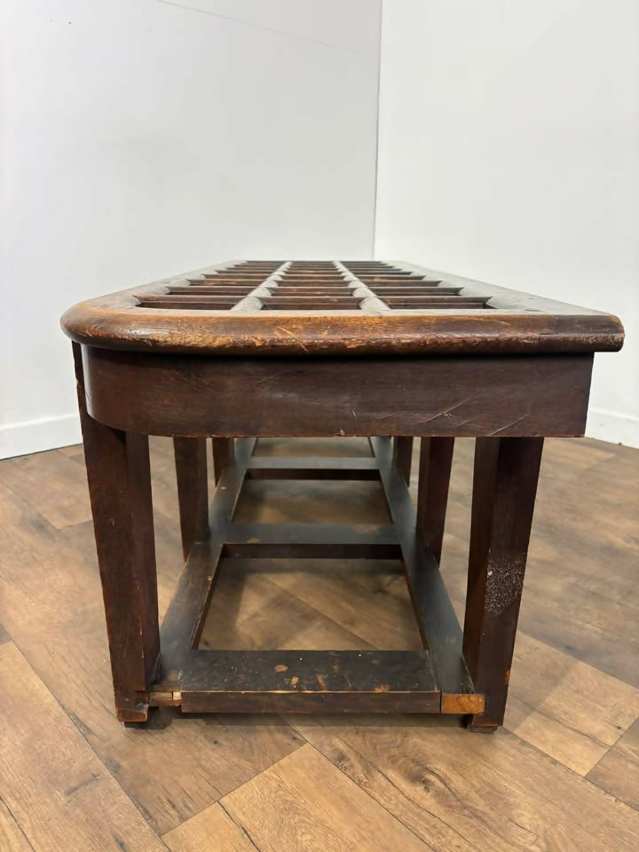 Edwardian Oak Luggage Stand / Hall Bench