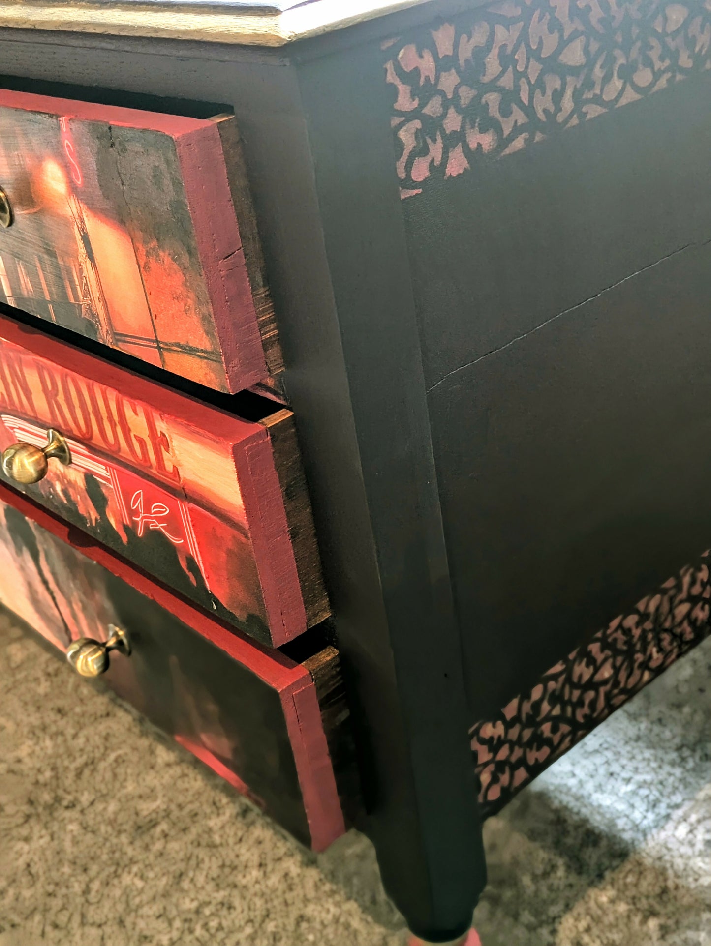 Hand-Painted Parisian Dresser – Moulin Rouge Inspired Statement Piece