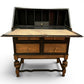 Vintage Oak Bureau Writing Desk / Fall Front Bureau / Refinished Storage Cabinet Black & Wood