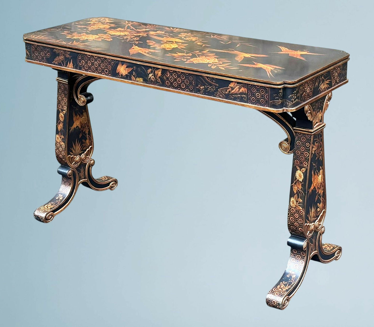 A Regency Style Black Lacquered Centre Table