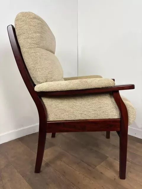 Vintage High Back Upholstered Armchair