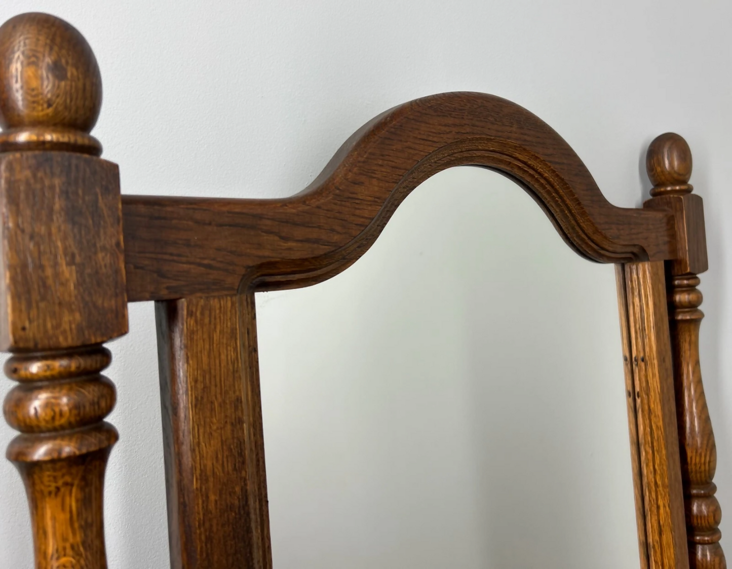 Mirror Vintage French Solid Oak Wall Mirror Turned Spindle Frame LOT 3638