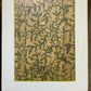 Light grey side table with hand-carved sage motif
