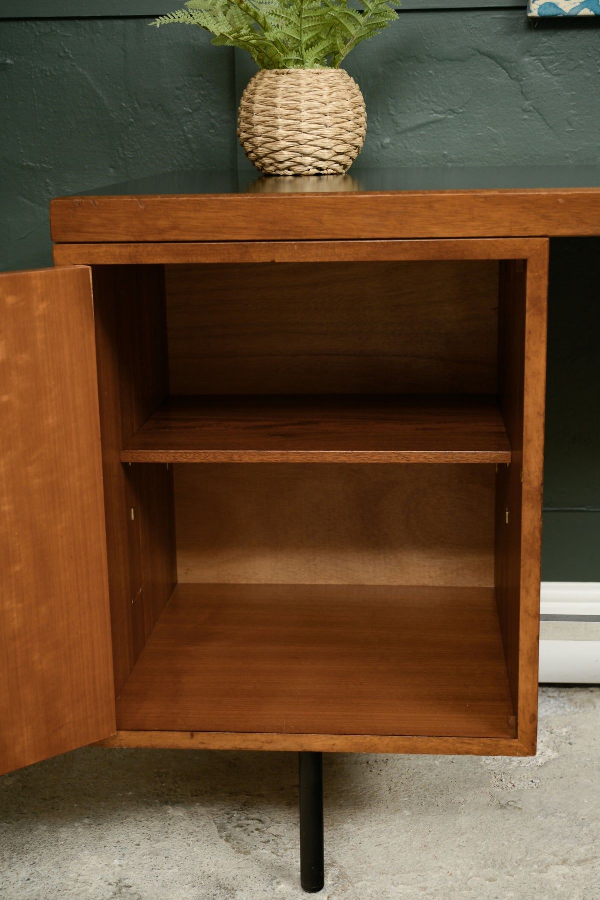 Mid Century Teak Office Desk with Black Top - Danish?