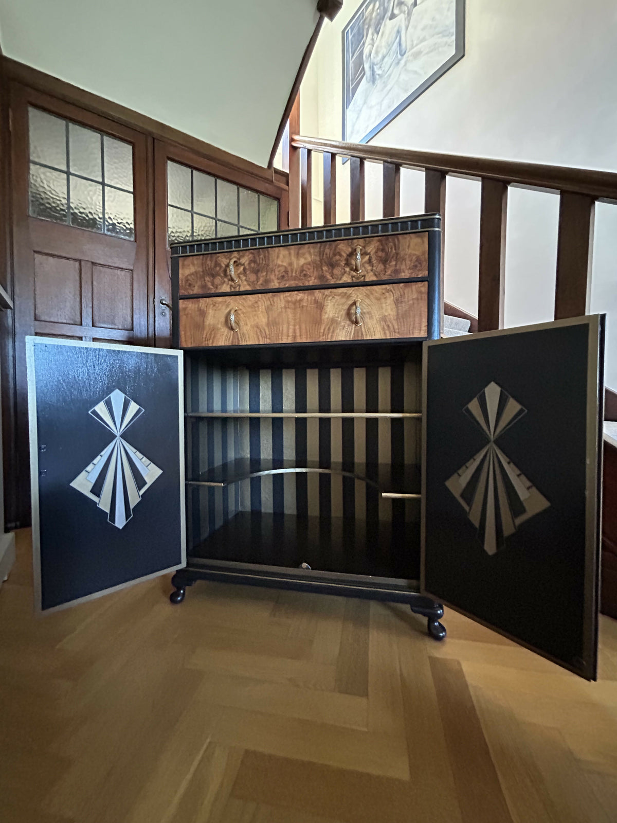 Art Deco Cocktail Cabinet. Original 1920's cabinet. Handpainted.