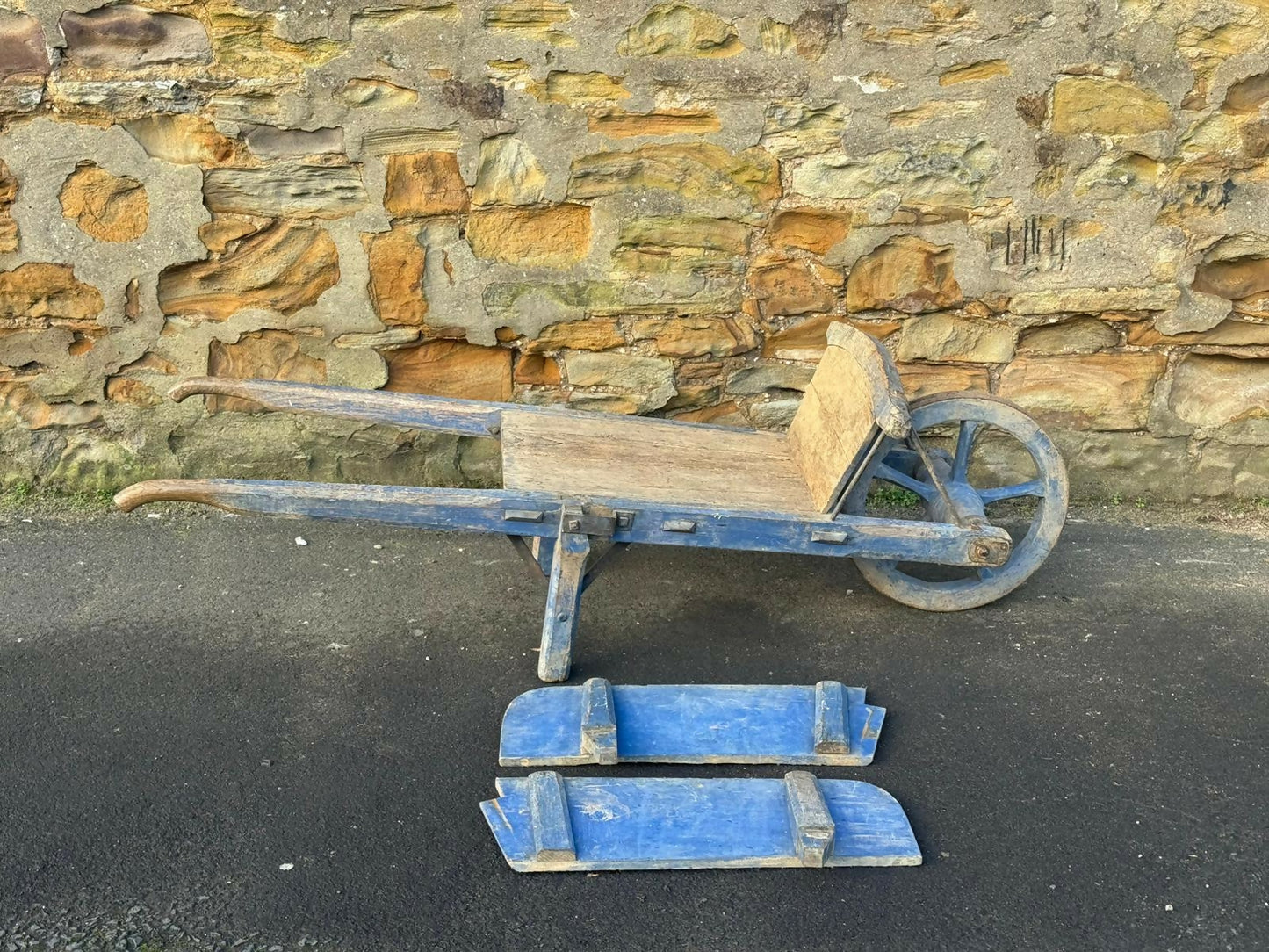 Antique French Painted Wheelbarrow, Early 1900s