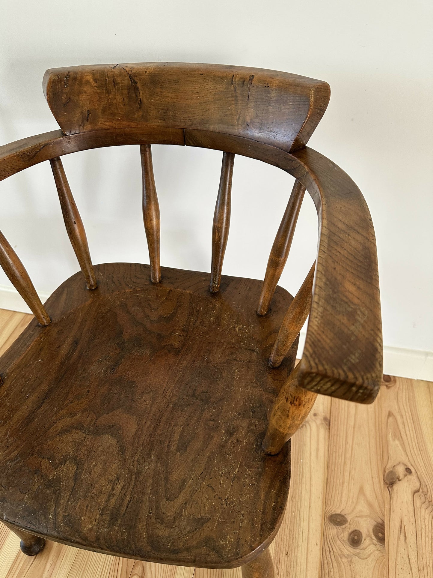 CC41 Captains Chair English Elm and Beech Chair Arts & Crafts Style Vintage Office Desk Chair