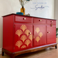 Midcentury Modern Stag Minstrel Sideboard, Red Sideboard