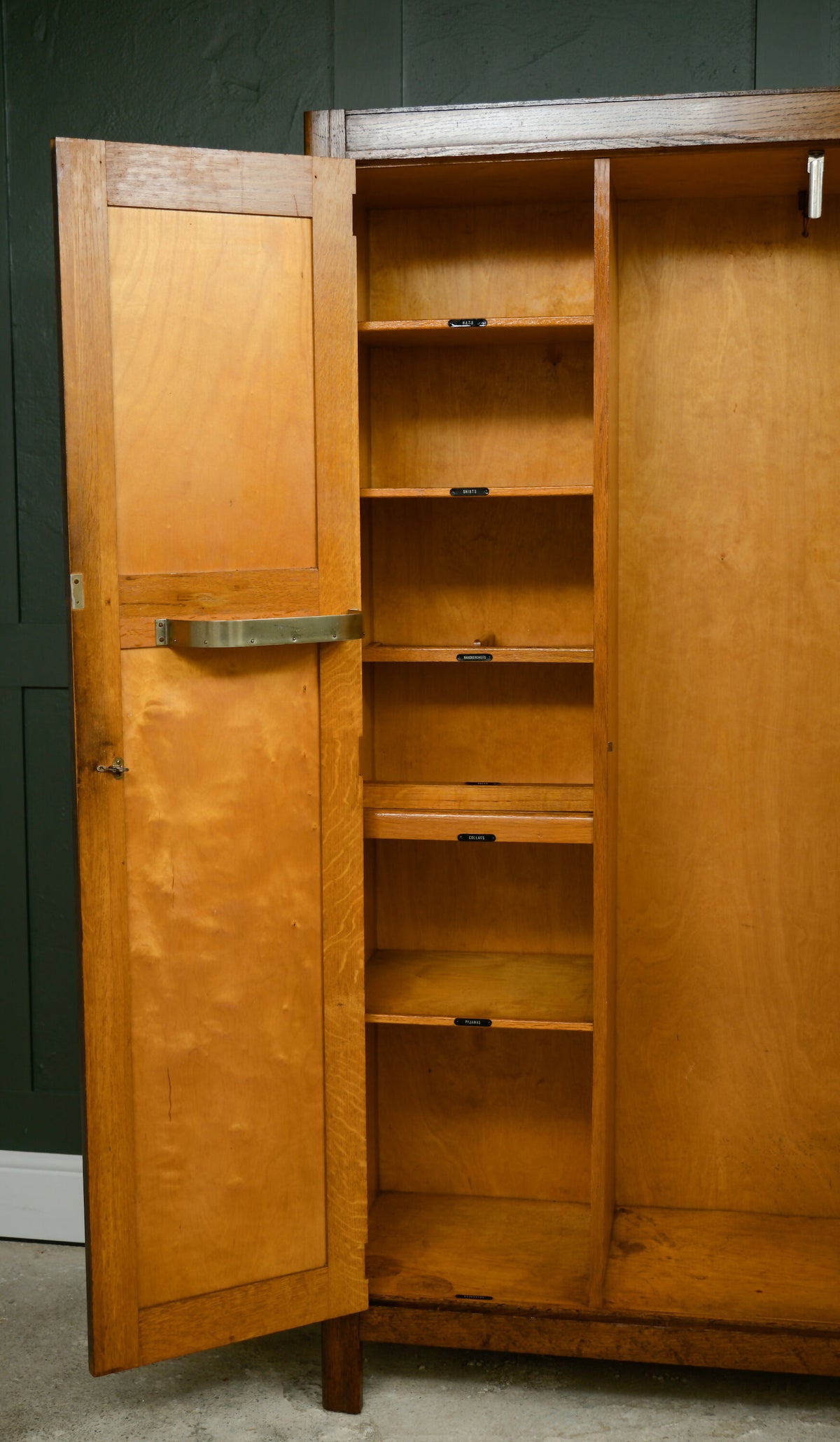 Vintage Oak Gentlemans Wardrobe - 1930s - 1940s