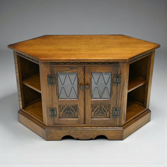 Old Charm Corner TV Stand Video Cabinet Model 2441 Light Oak FREE UK Delivery. SBR10947/1709E