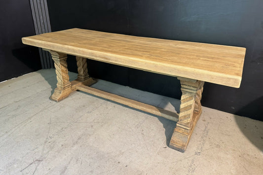 French Bleached Oak Farmhouse Dining Table