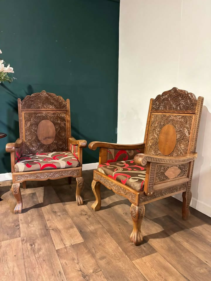 Kashmir Decoratively Carved Armchairs34
