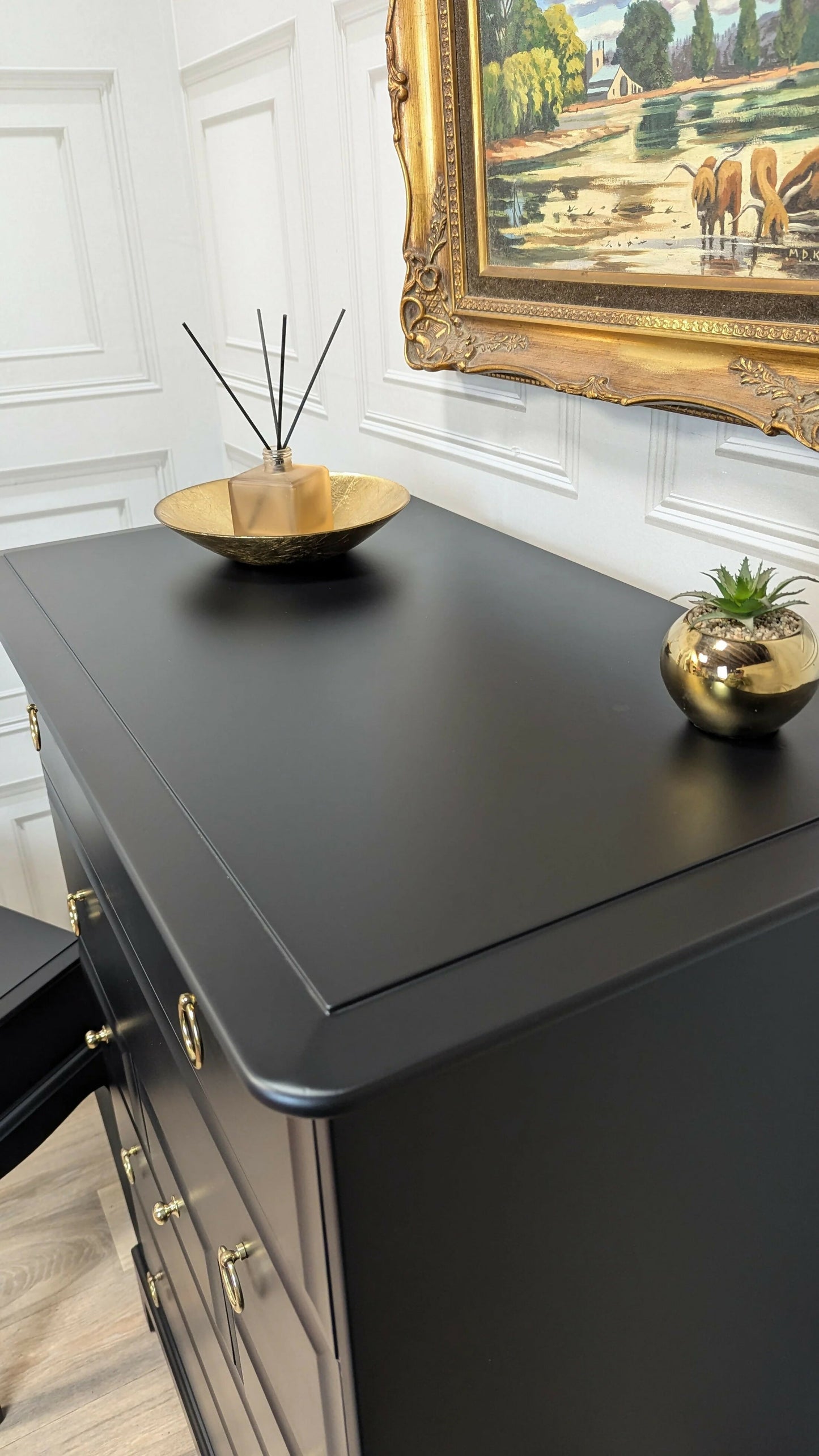 Stag minstrel white tallboy 7 drawer chest of drawers, professionally sprayed black