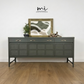 Refinished Mid Century Deep Olive Green Large Nathan Sideboard with drinks cabinet
