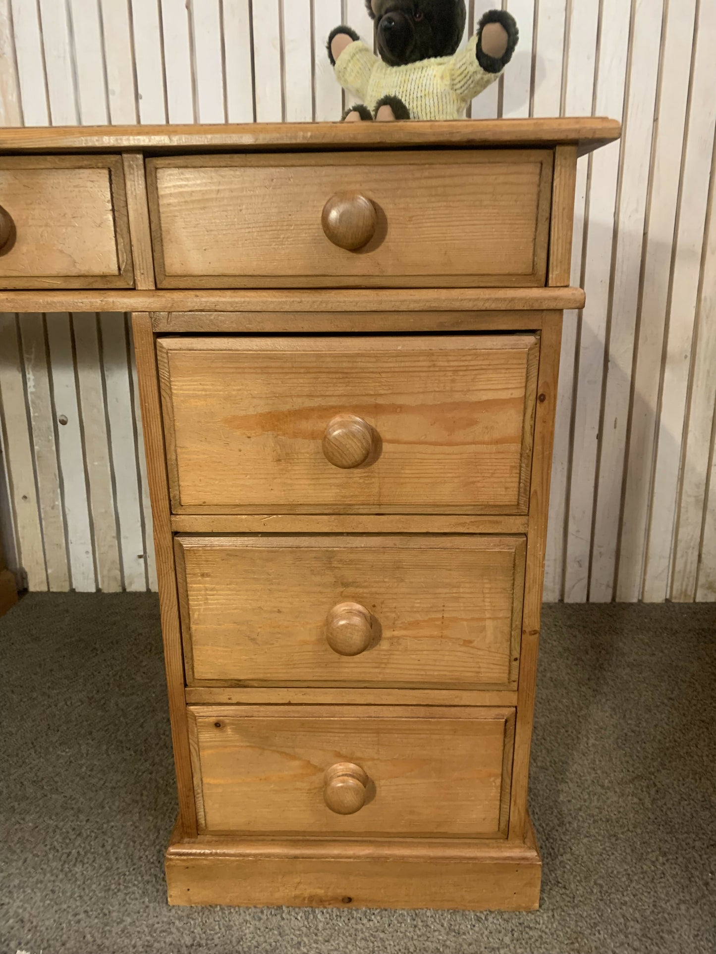 Handmade Solid Pine Desk with Cupboard • Home Office Study Table • Classic Wooden Desk