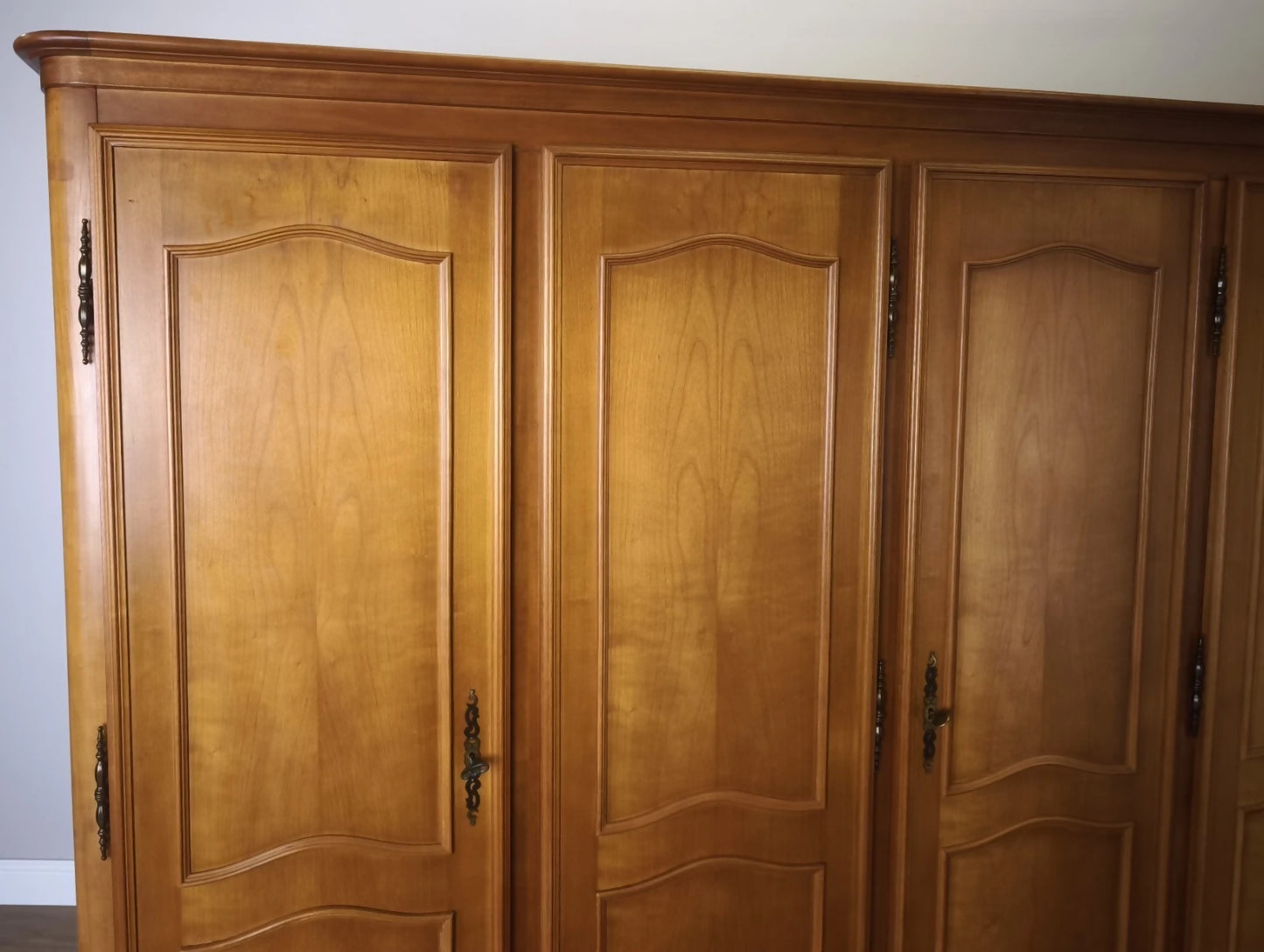Wardrobe Vintage French Louis XVI Style Five Door Carved Armoire LOT 6009