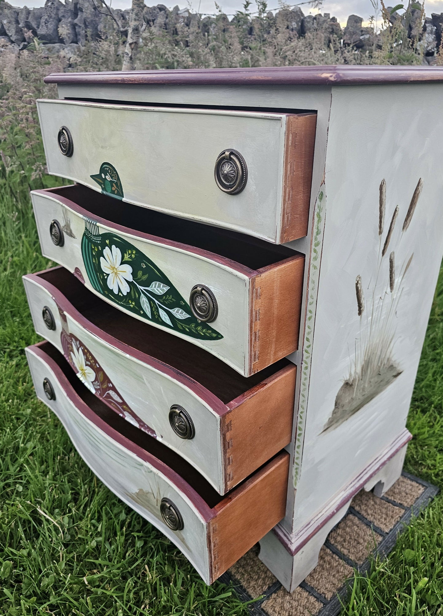 Vintage Hand Painted Chest of Drawers Folk Art