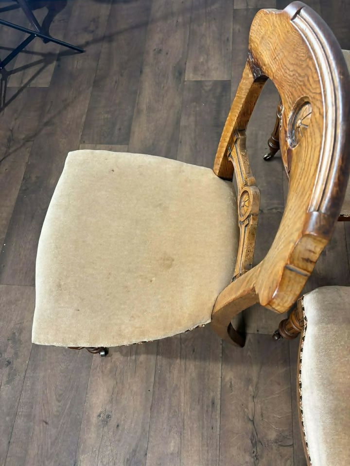 Victorian Set of Six Carved Walnut Dining Chairs