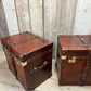 Antique Chestnut Leather Designer Belting Trunks
