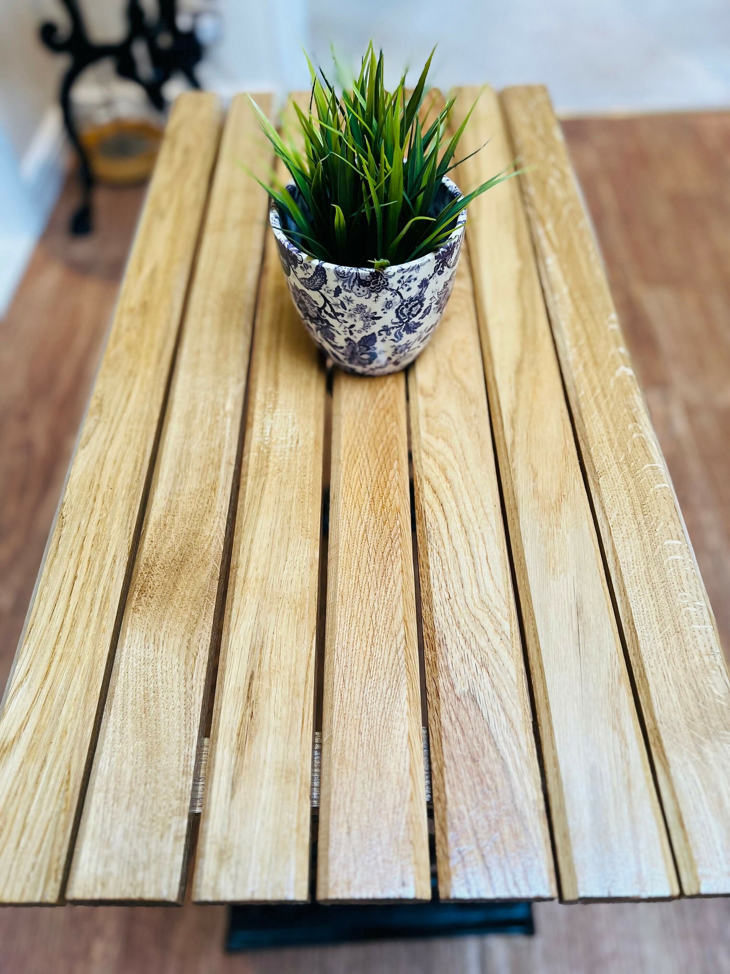 Cast Iron and Oak Hall Occasional Table