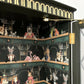 Antique style display cabinet with animals in the bar, painted green and gold guilded - Copy