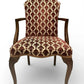 Antique Upholstered Armchair 93cm High 57cm Wide Red Pattern Fabric Wooden Frame