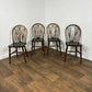 Vintage Set of Four Dark Oak Wheel Back Chairs