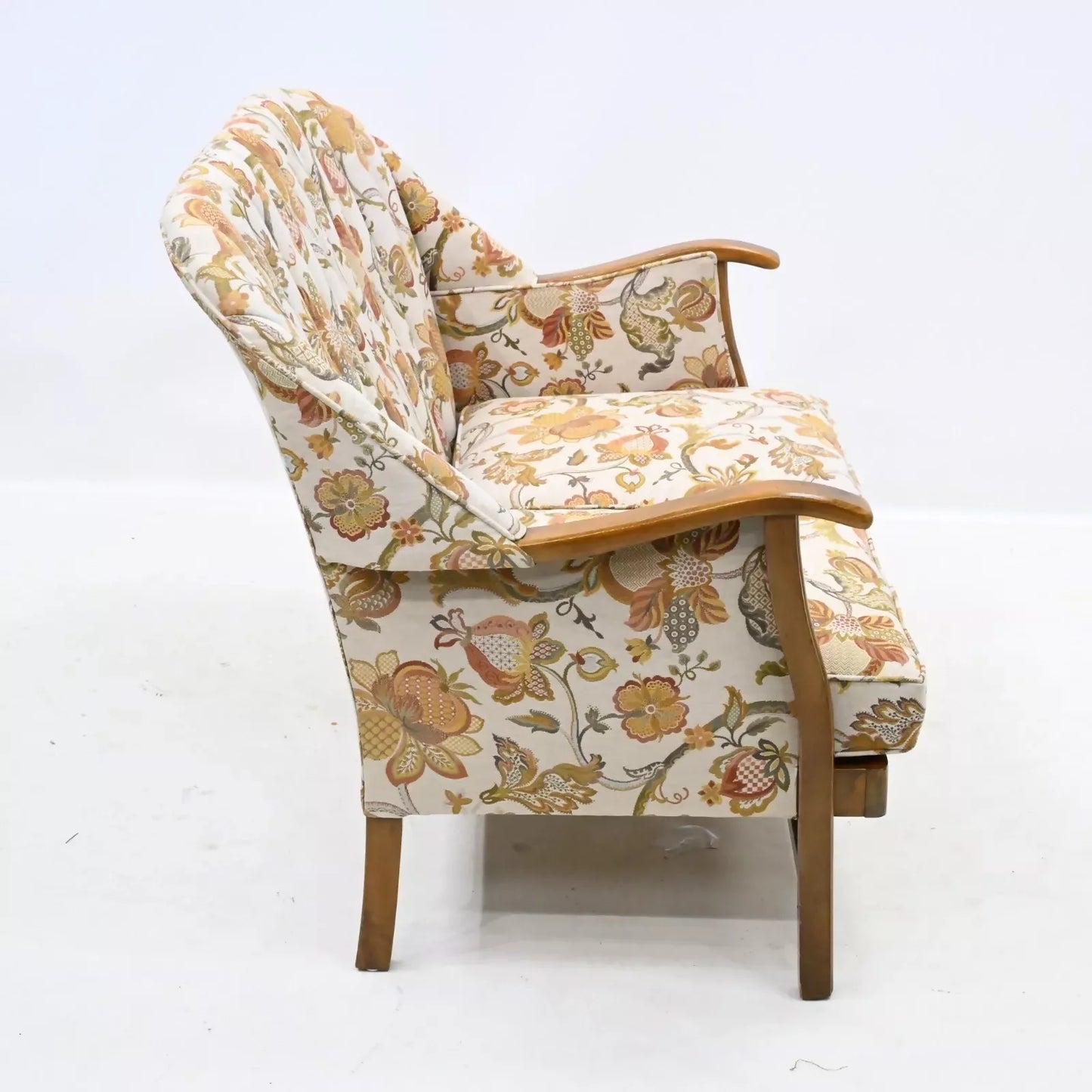 Vintage 2str Sofa Teak Frame 2 Seater Settee VGC Great Upholstery FREE Delivery. SBR11034/1010E