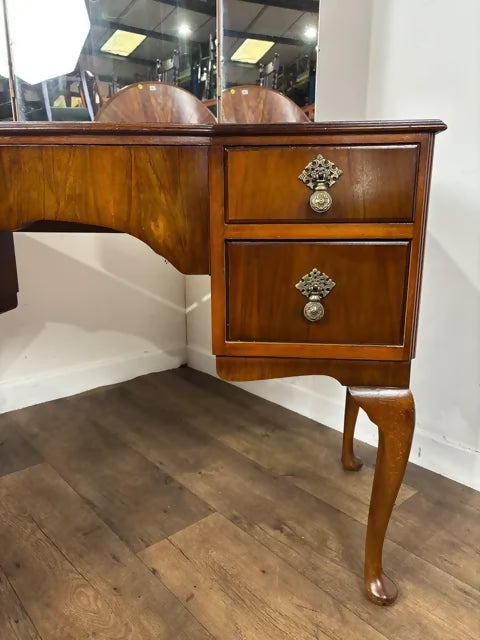 Vintage Austin Suite Walnut Dressing Table with Triple Mirror