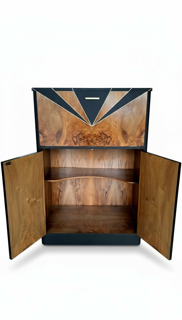 Vintage Art Deco Walnut Cocktail Cabinet