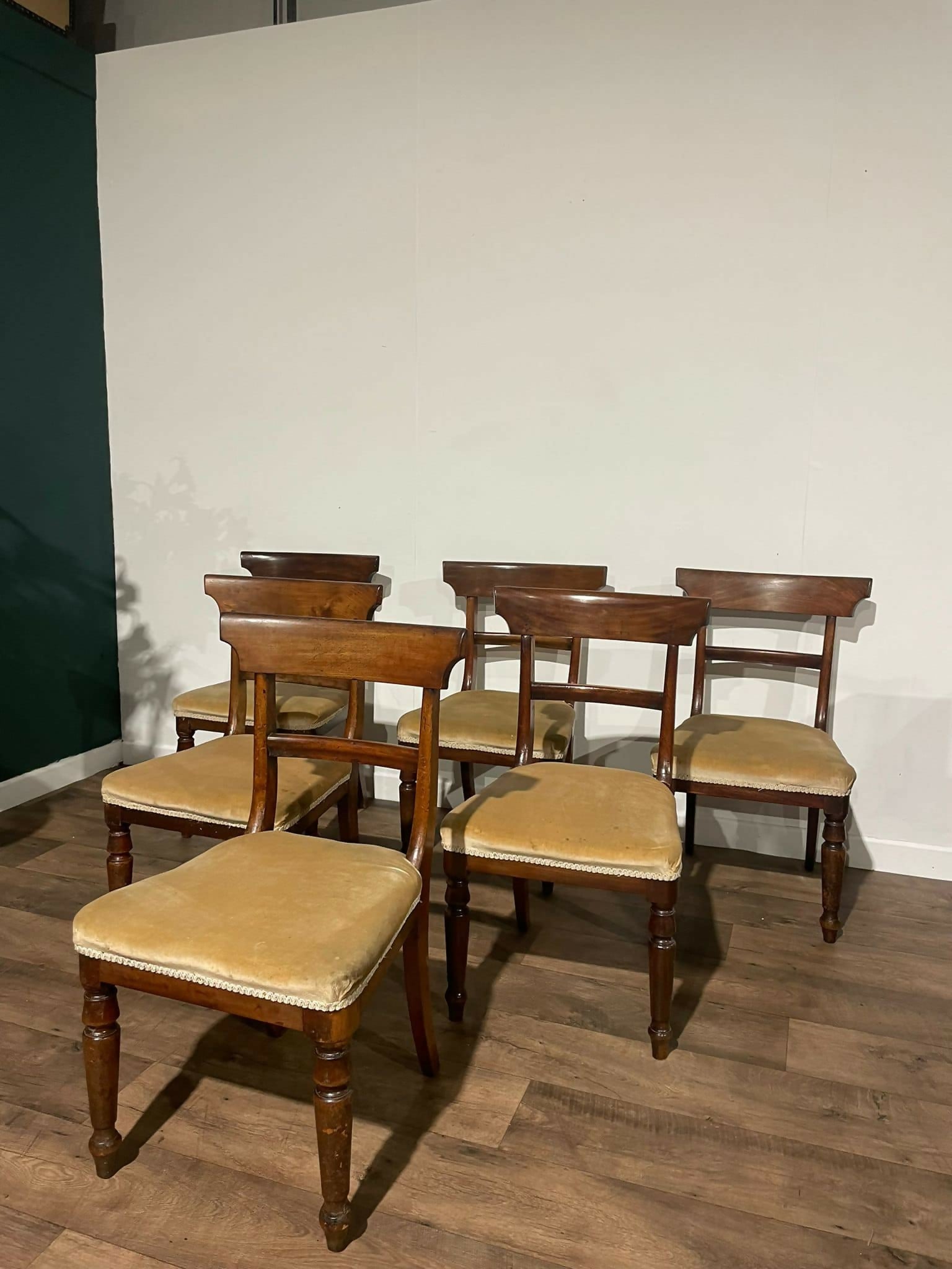 six Victorian Splat Back Dining Chairs0