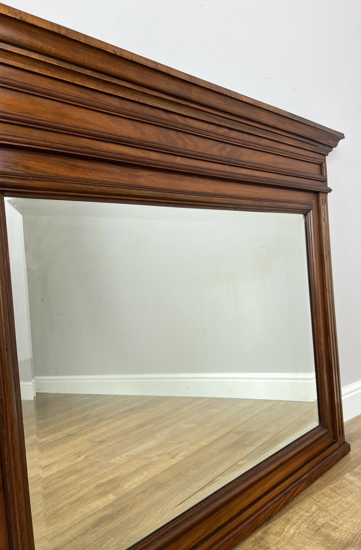 Mirror Antique French Style Walnut Large Bevelled Glass Wall Mirror LOT 6529