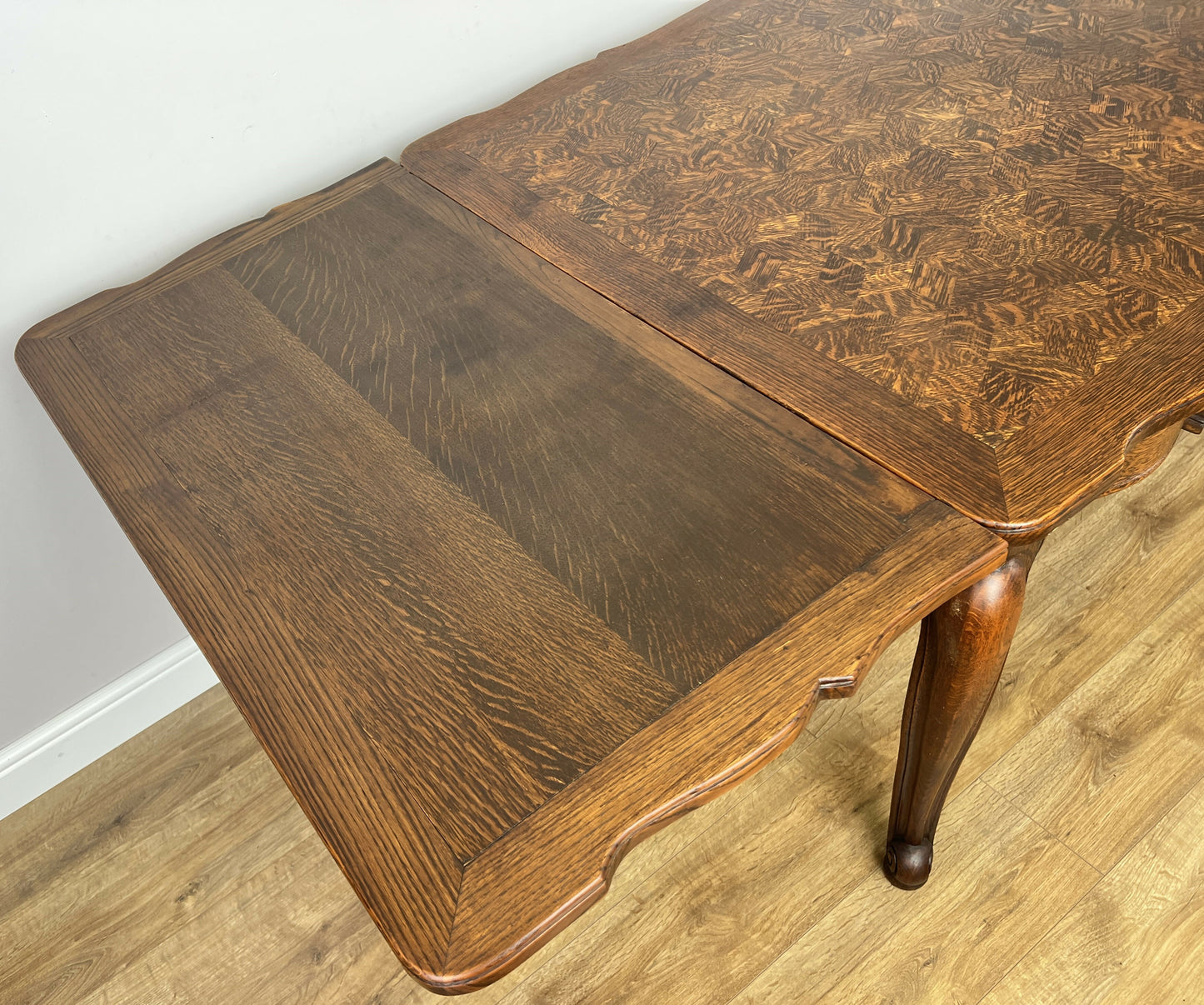 Dining Table Vintage French Louis XVI Carved Oak Extendable Table LOT 6354